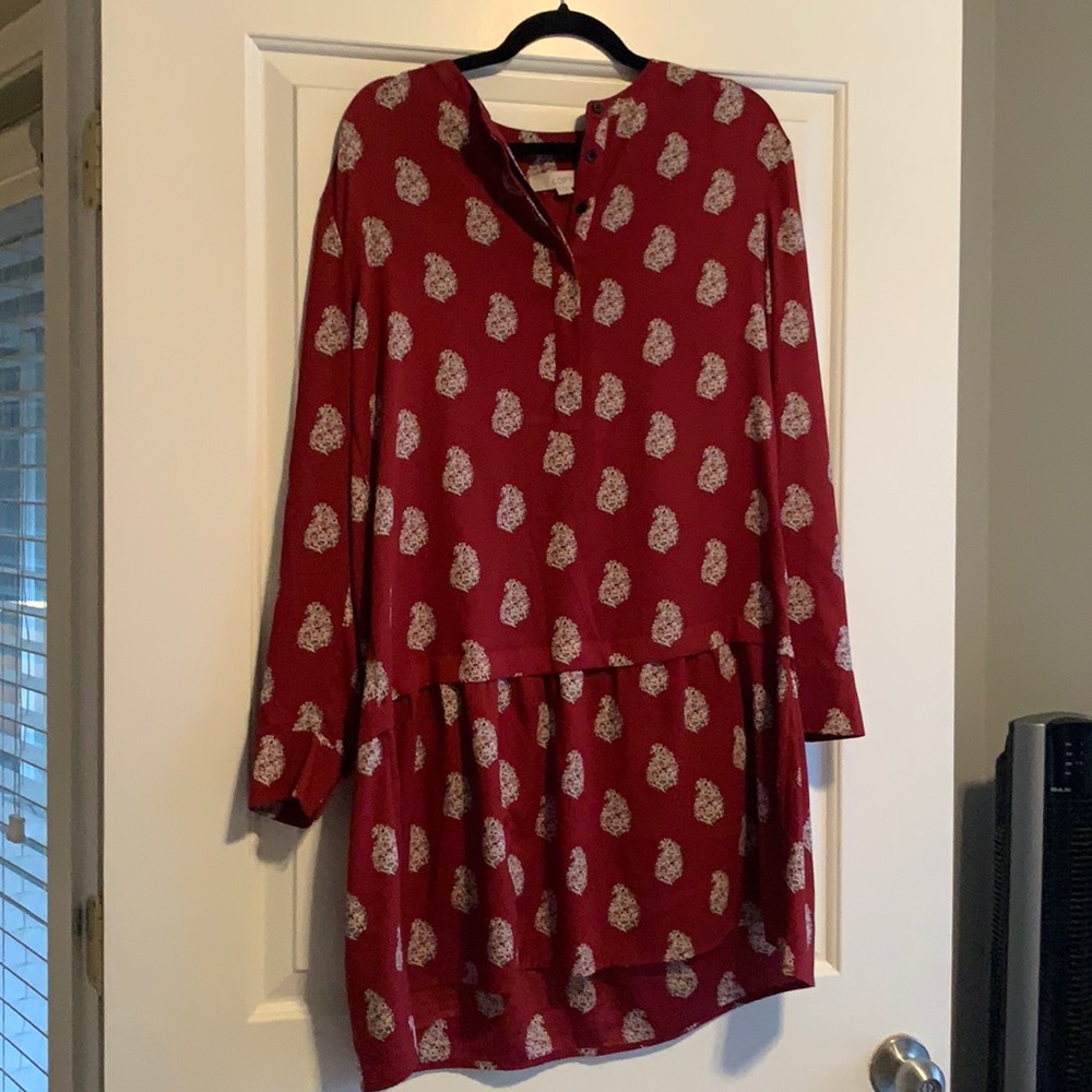 LOFT Drop Waist Paisley Shirtdress